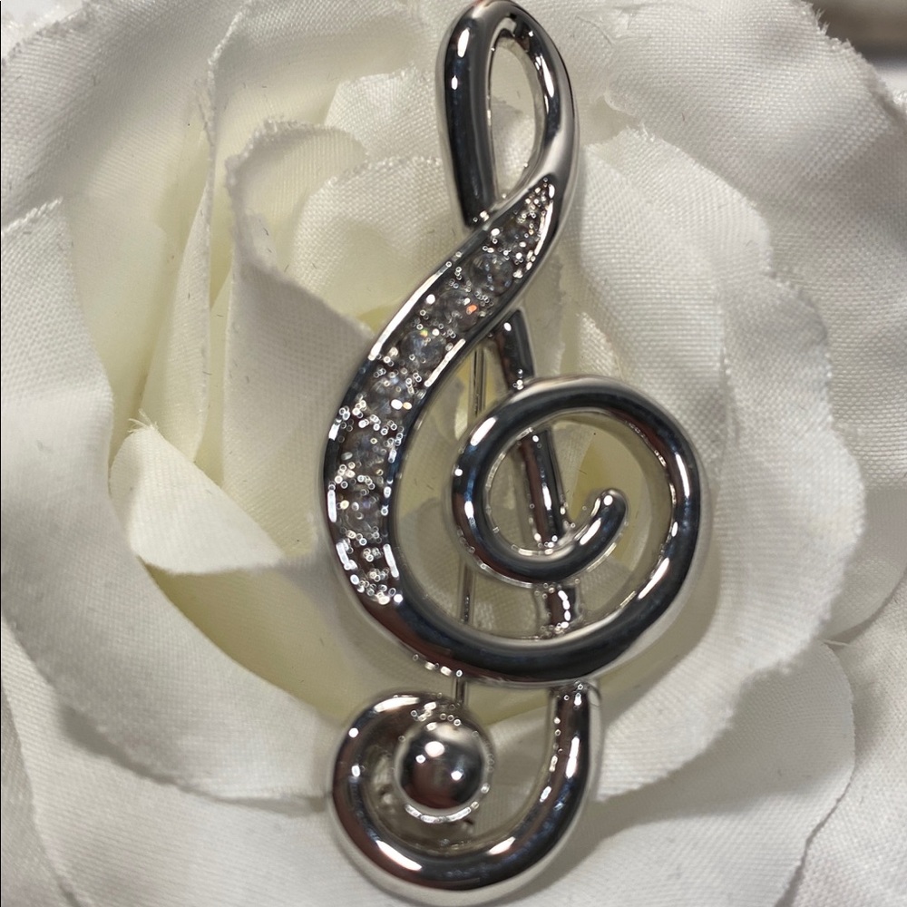 Music Lover Treble Clef Brooch Silver Color